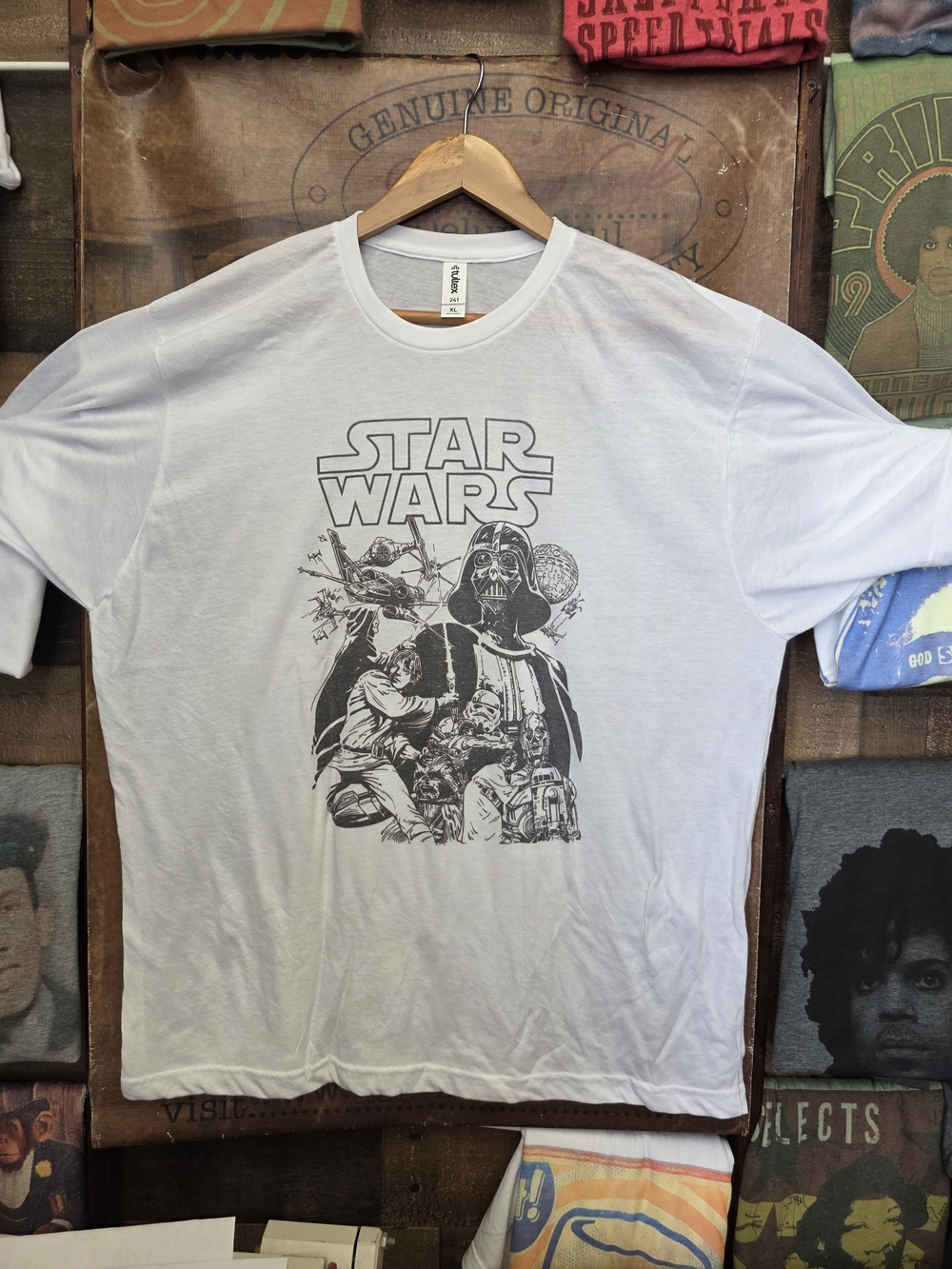 Tultex White Star Wars Graphic Tee with Black Print